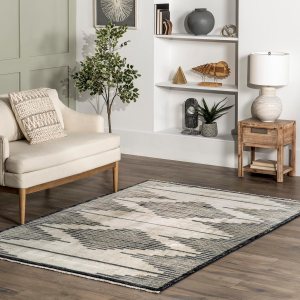 nuLOOM Delfina – Alfombra marroquí a rayas con flecos, 5 x 8, beige nuLOOM Delfina – Alfombra marroquí a rayas con flecos, 5 x 8, beige