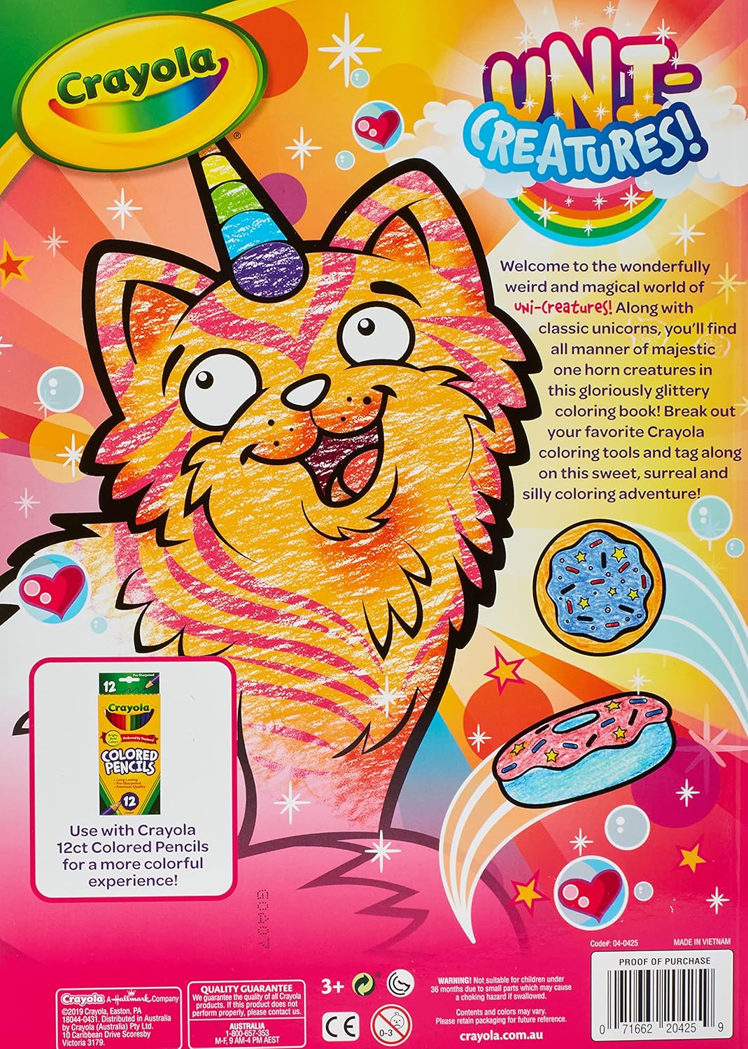 Crayola Uni-Creatures – Libro para colorear, 64 páginas para colorear de unicornio, regalo para niños, edades 3, 4, 5, 6,