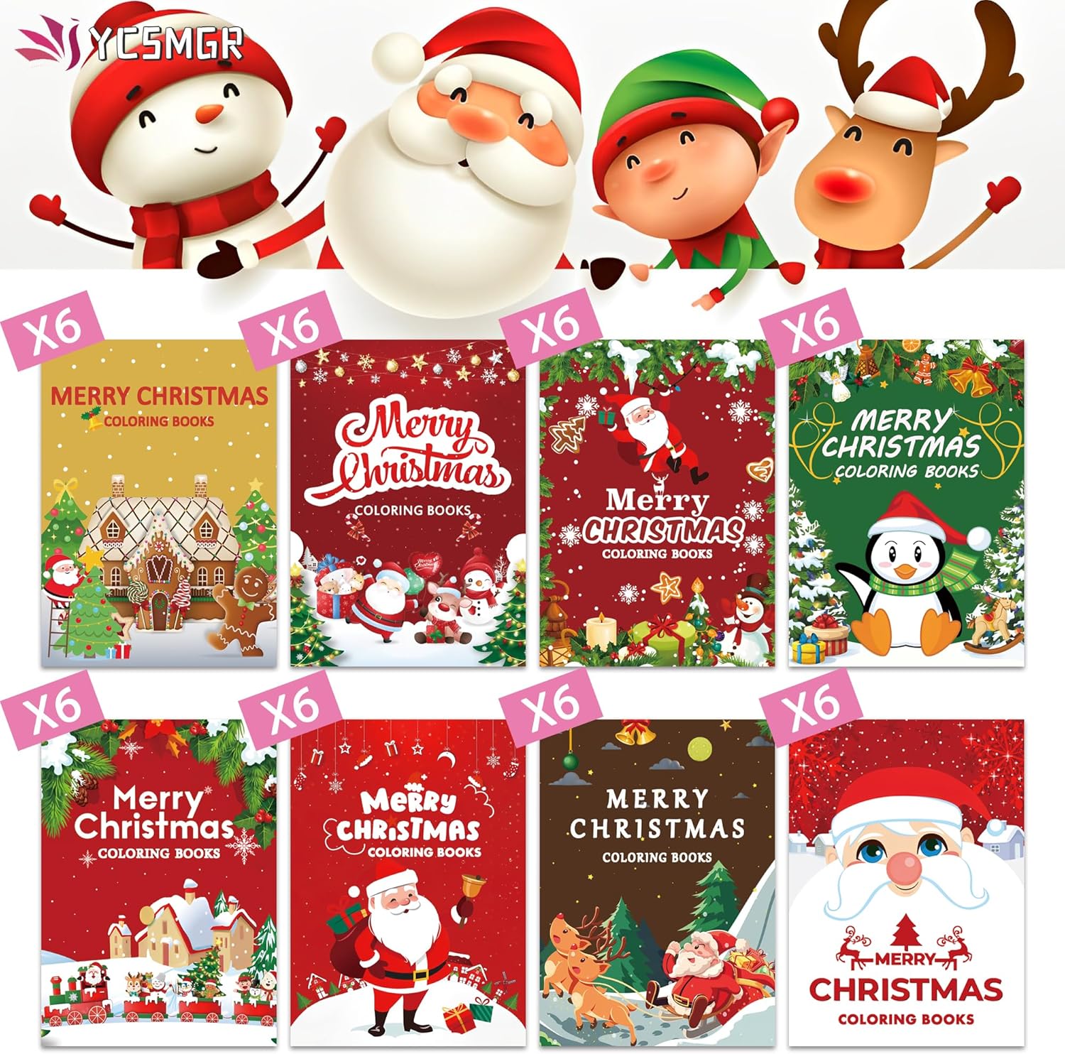 Paquete de 48 libros de Navidad para colorear para niños, niñas, niños, regalos de fiesta de Navidad, libros para colorear a granel, medias de
