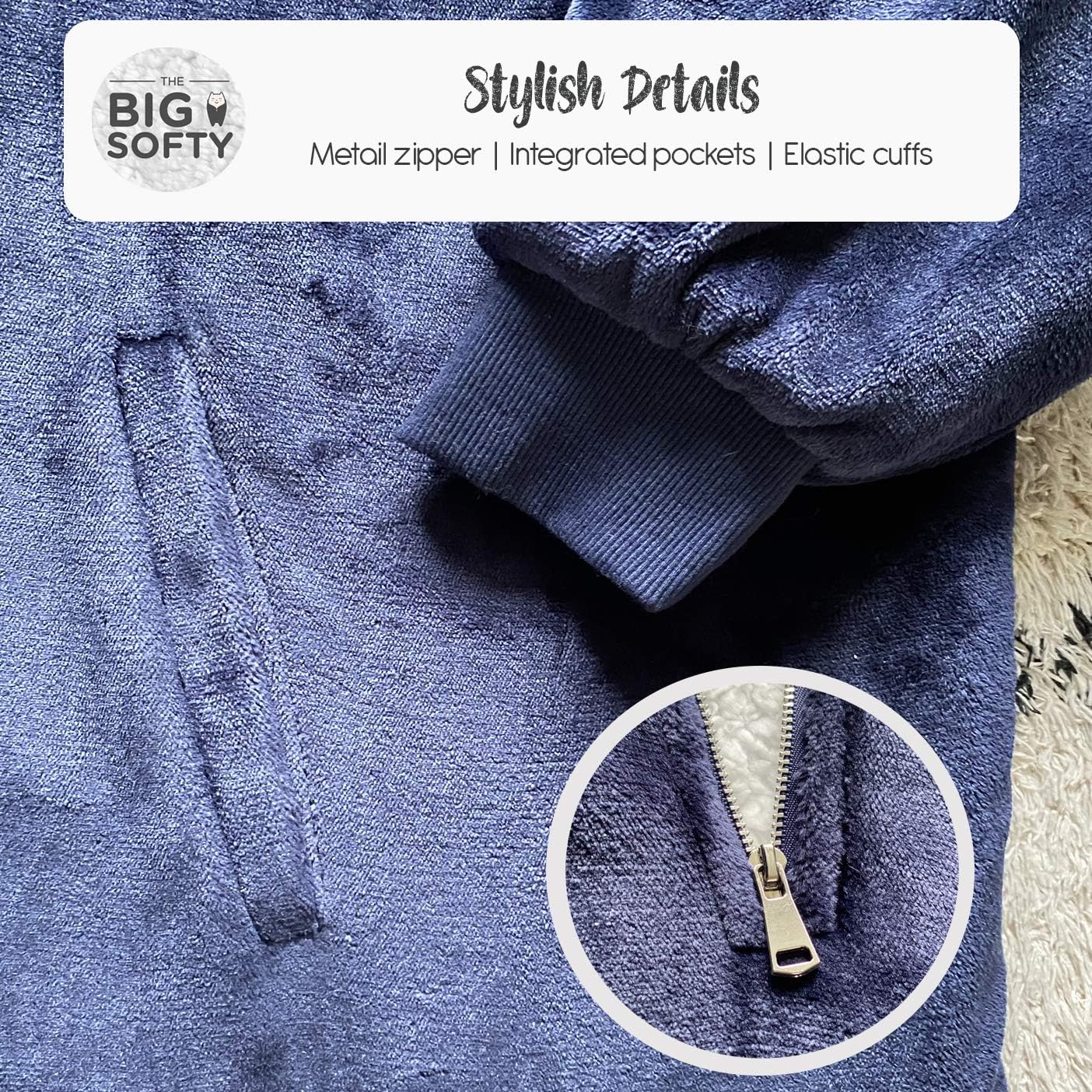Trekki Sudadera con capucha de gran tamaño, manta con capucha para hombres y mujeres con cremallera, cómoda manta de forro polar con capucha para