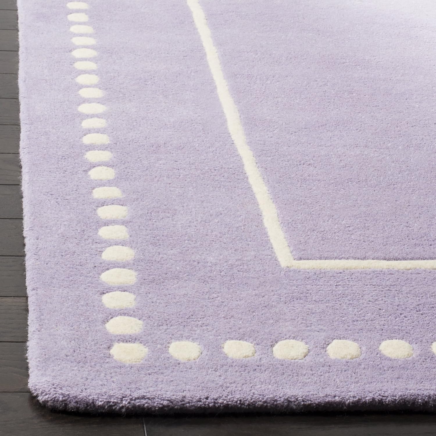 SAFAVIEH Bella Collection – Alfombra de área de 6 x 9 pies, lavanda y marfil, borde de lana punteada hecha a mano, ideal para zonas de alto tráfico