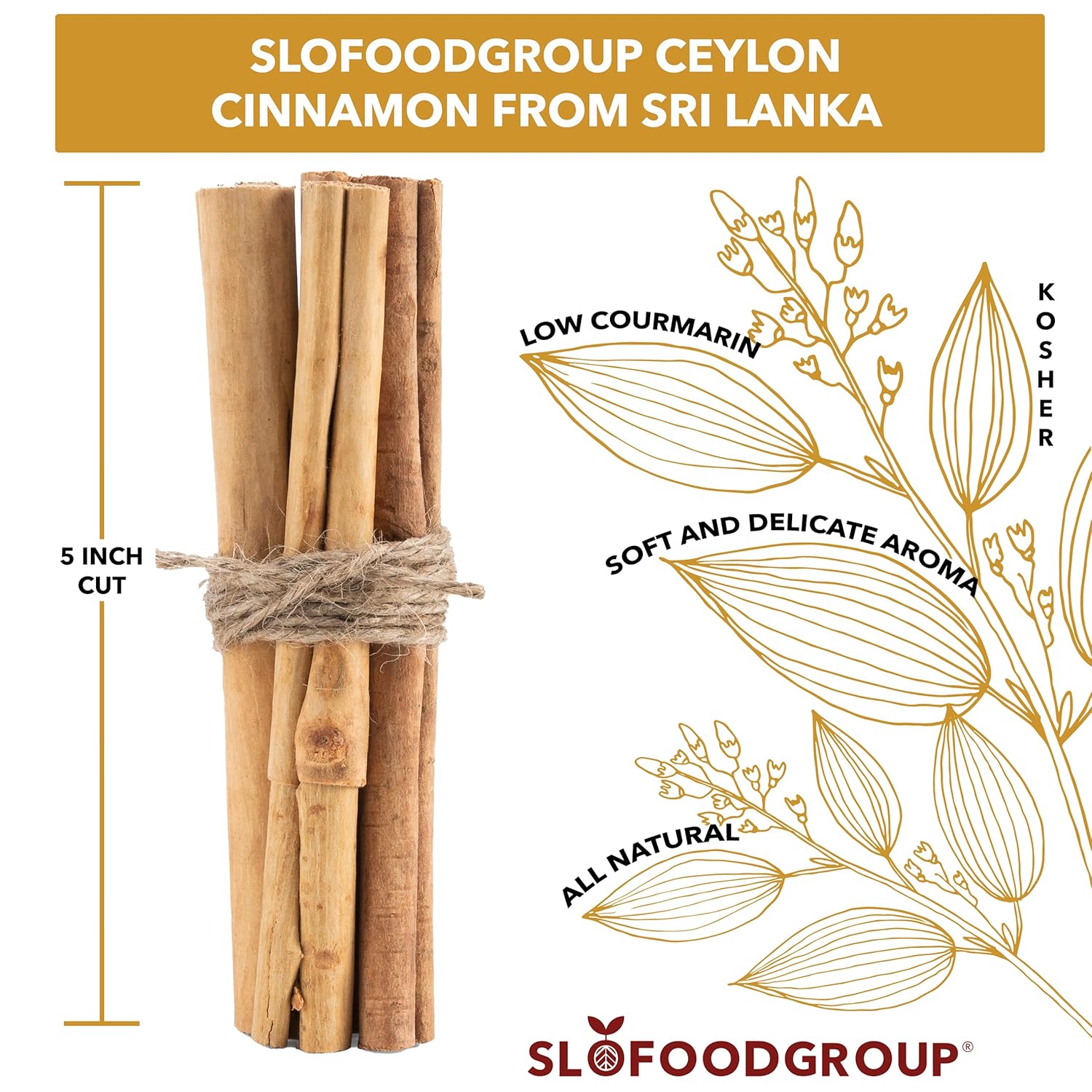 Canela en rama orgánica de Ceilán de Slofoodgroup, 5varios tamaños, certificado orgánico