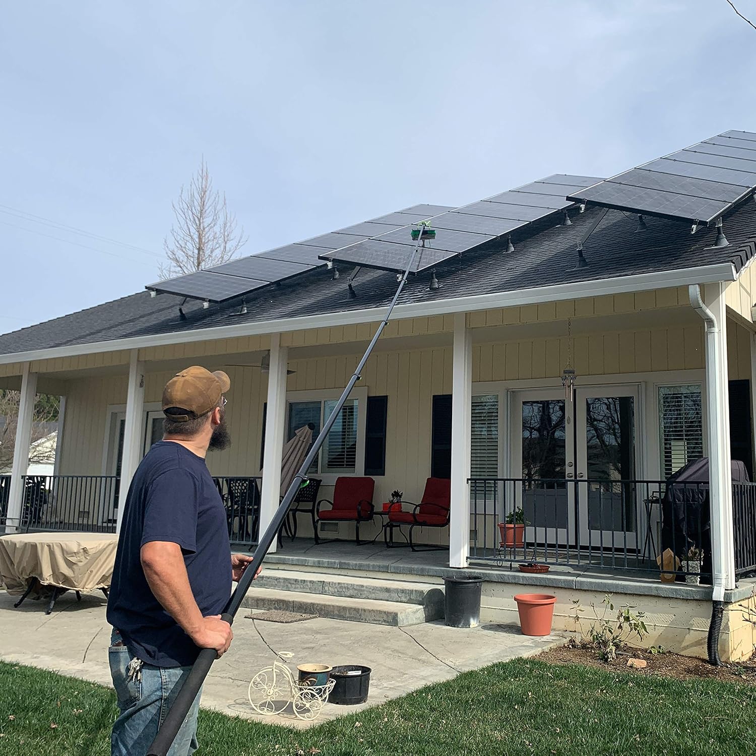 Cepillo de limpieza de panel solar de 20 pies y sistema profesional de poste para limpieza de ventanas y vidrios, equipo de lavado, herramienta de
