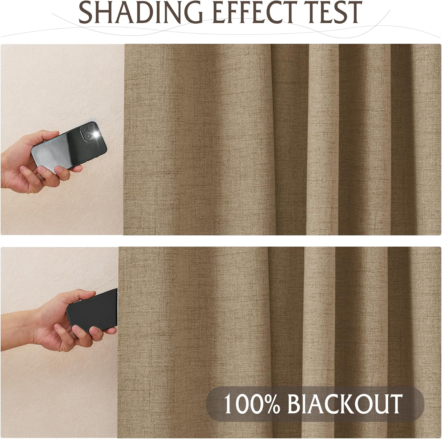 RYB HOME Cortinas opacas con textura de lino 100% para dormitorio, cortinas aislantes de ahorro de energía para sala de estar, comedor, patio,