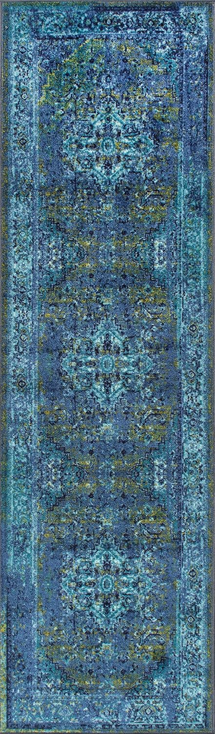 nuLOOM Reiko – Alfombra persa de estilo clásico, Tela, Azul