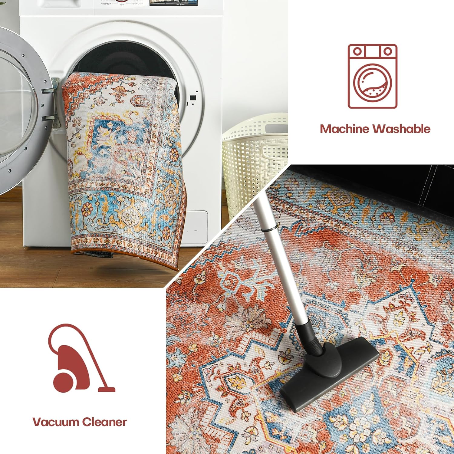 YJ.GWL Alfombra vintage de 2 x 6 pulgadas, lavable con estampado floral, para pasillo, cocina, lavandería, alfombra suave de pelo bajo para entrada,