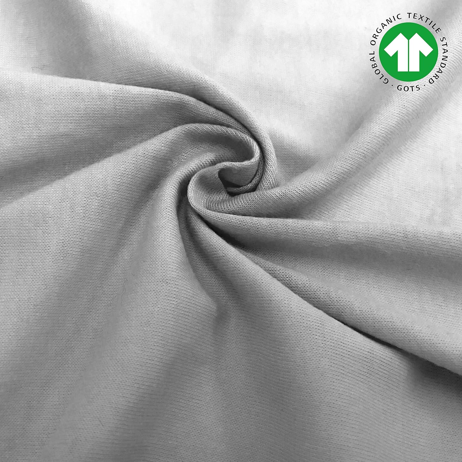 American Baby Company Sábana bajera ajustable de punto de jersey de algodón orgánico 100% natural, color gris, suave y transpirable, para niños y