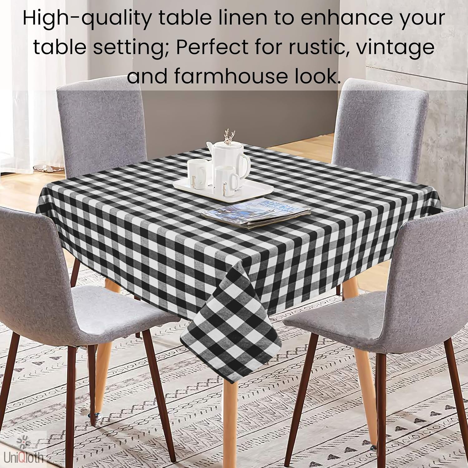 Mantel cuadrado de tela resistente a cuadros de búfalo 100% algodón, funda lavable para mesa de comedor, ideal para cenas, bodas, Navidad,