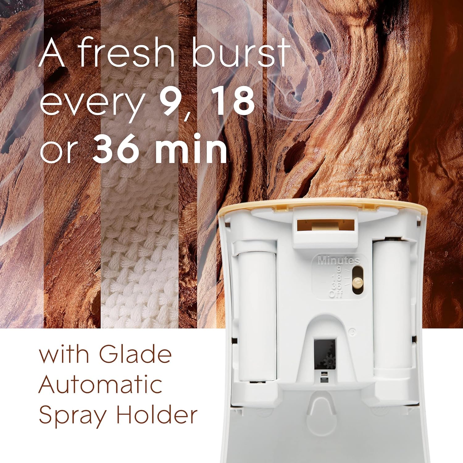 Glade Recambio automático en aerosol, ambientador para el hogar y el baño, maderas de cachemira, 6.2 onzas (paquete de 2)