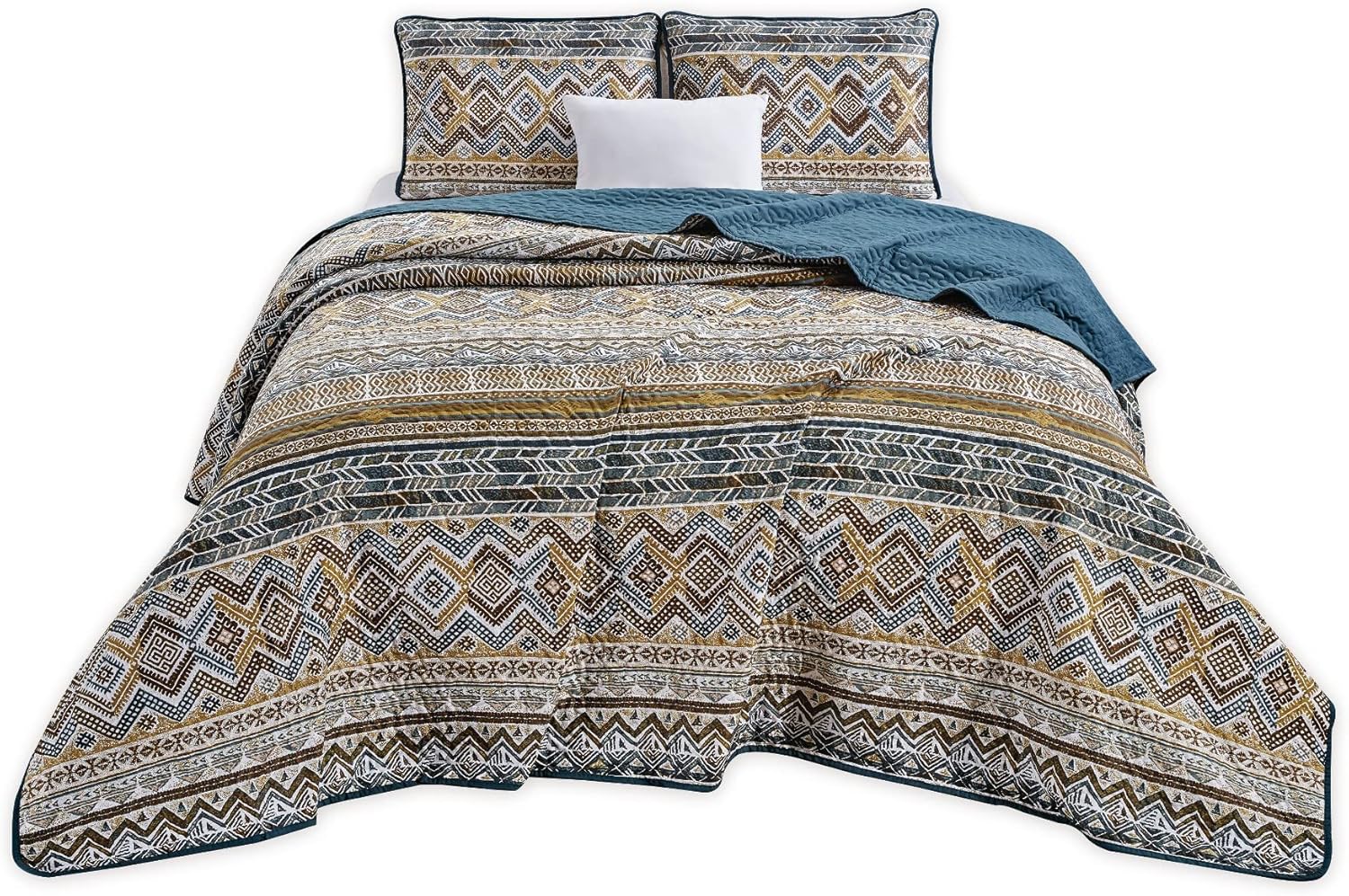 Chezmoi Collection Juego de ropa de cama de 3 piezas Southwestern Native Tribal Boho multicolor microfibra impresa, tamaño Queen
