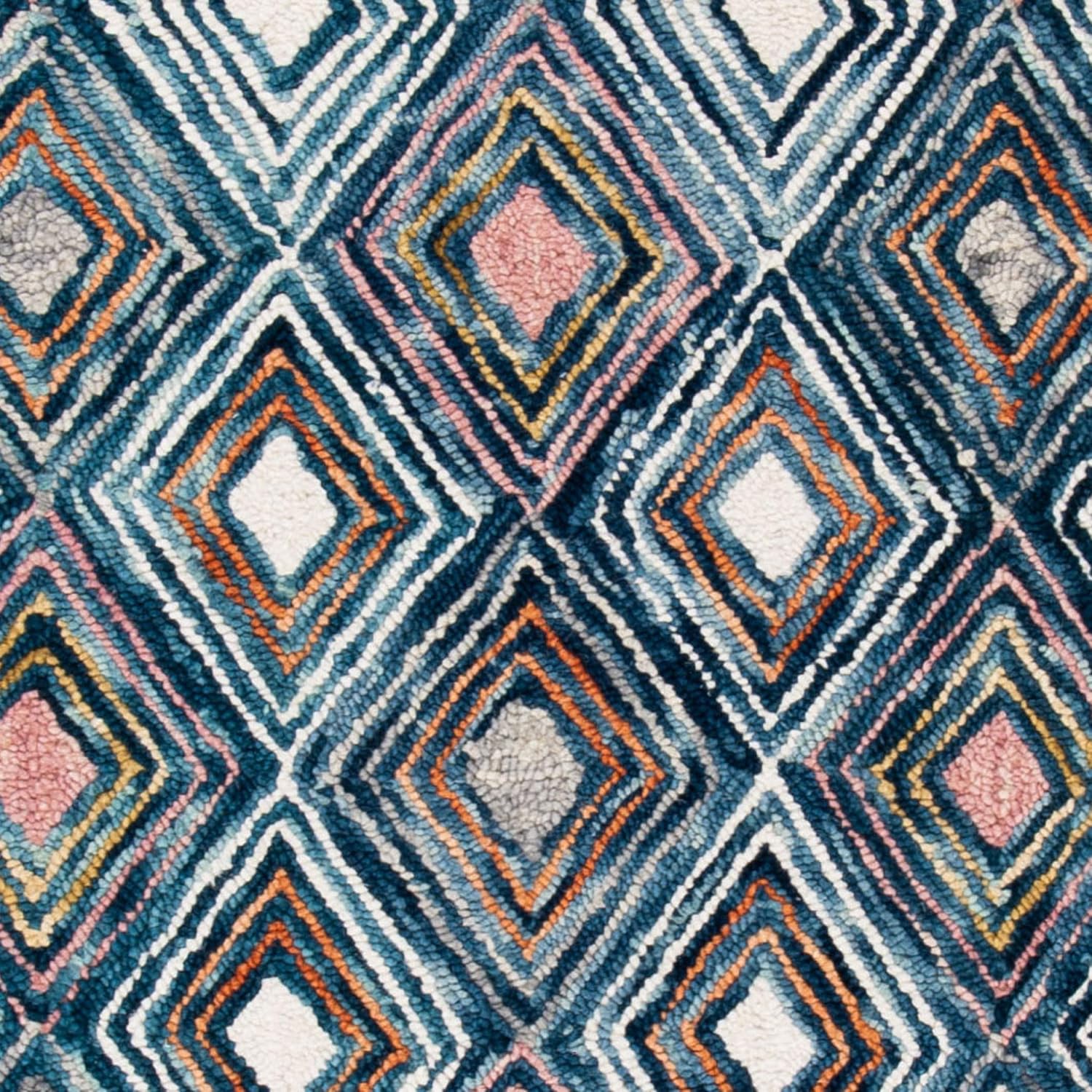 SAFAVIEH Aspen Collection – Alfombra decorativa de 4 x 6 pies, color azul y dorado, hecha a mano, lana bohemia, ideal para zonas de alto tráfico en