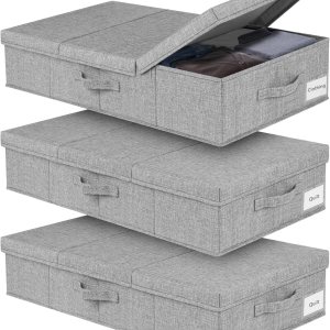 boailydi Contenedores de almacenamiento debajo de la cama con tapa, contenedores de almacenamiento resistentes para debajo de la cama con asa boailydi Contenedores de almacenamiento debajo de la cama con tapa, contenedores de almacenamiento resistentes para debajo de la cama con asa