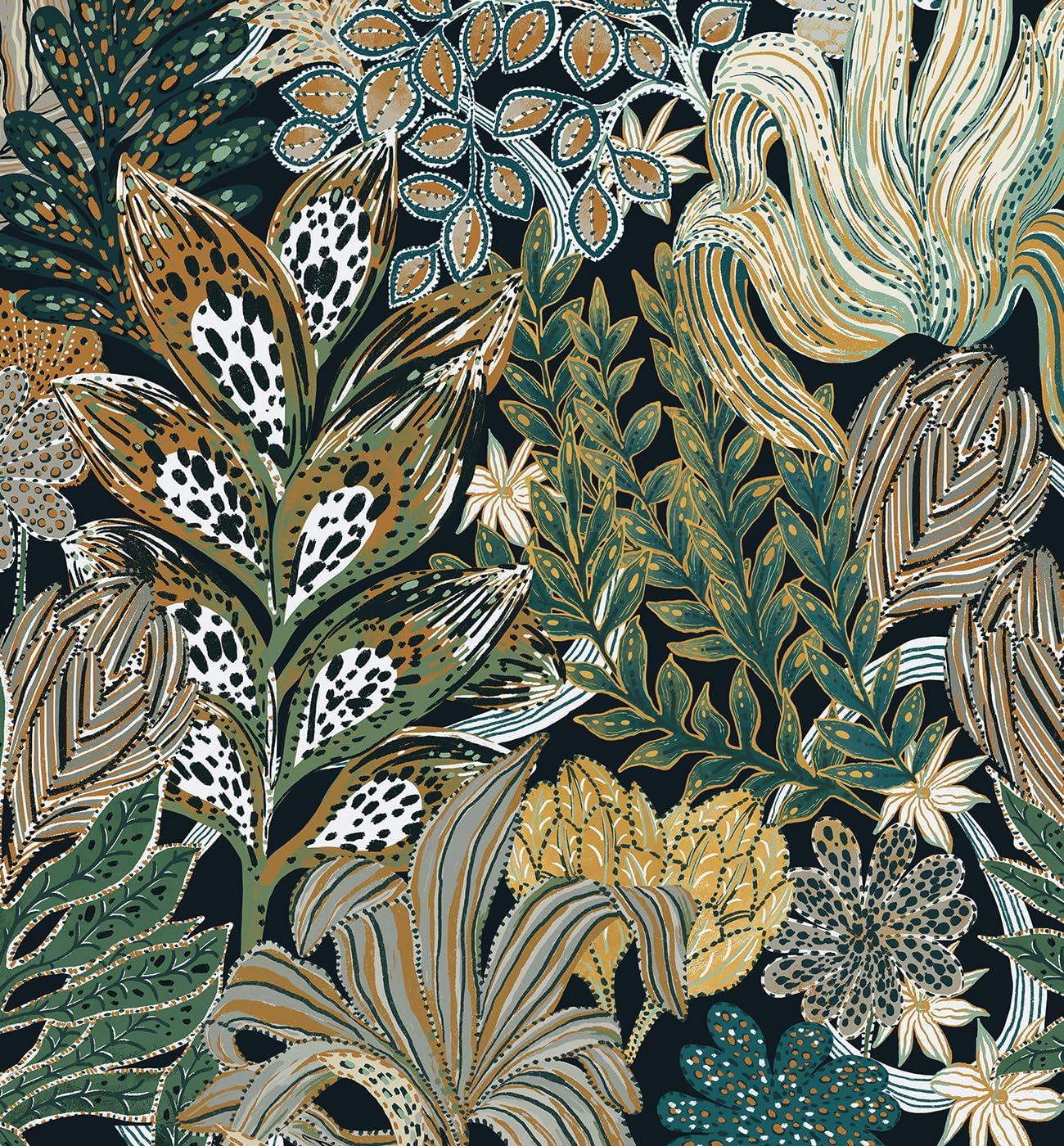 GloryTik Papel tapiz de hojas verdes de 16.1 x 118 pulgadas, papel de contacto colorido botánico floral, autoadhesivo, extraíble, bohemio,