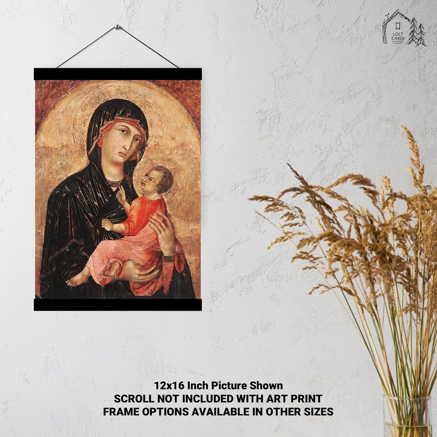 Madonna y el niño de la cabaña perdida de Duccio di Buoninsegna  Impresión sin marco  Reproducción de pinturas de obras de arte finas  Póster