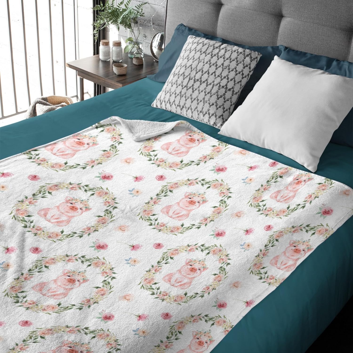 Manta de franela de cerdo rosa súper suave, esponjosa, acogedora, con diseño fresco, ligera y cálida, regalo para todas las estaciones, para niños,