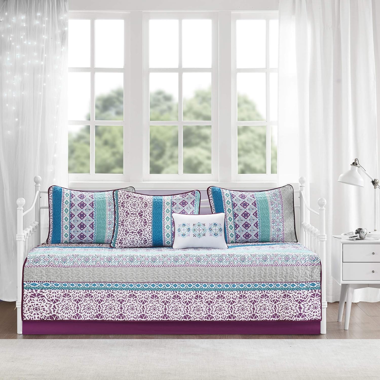 Intelligent Design Joni – Juego de funda para sofá cama, diseño bohemio casual, moderno, para todas las estaciones, con falda de cama, fundas a