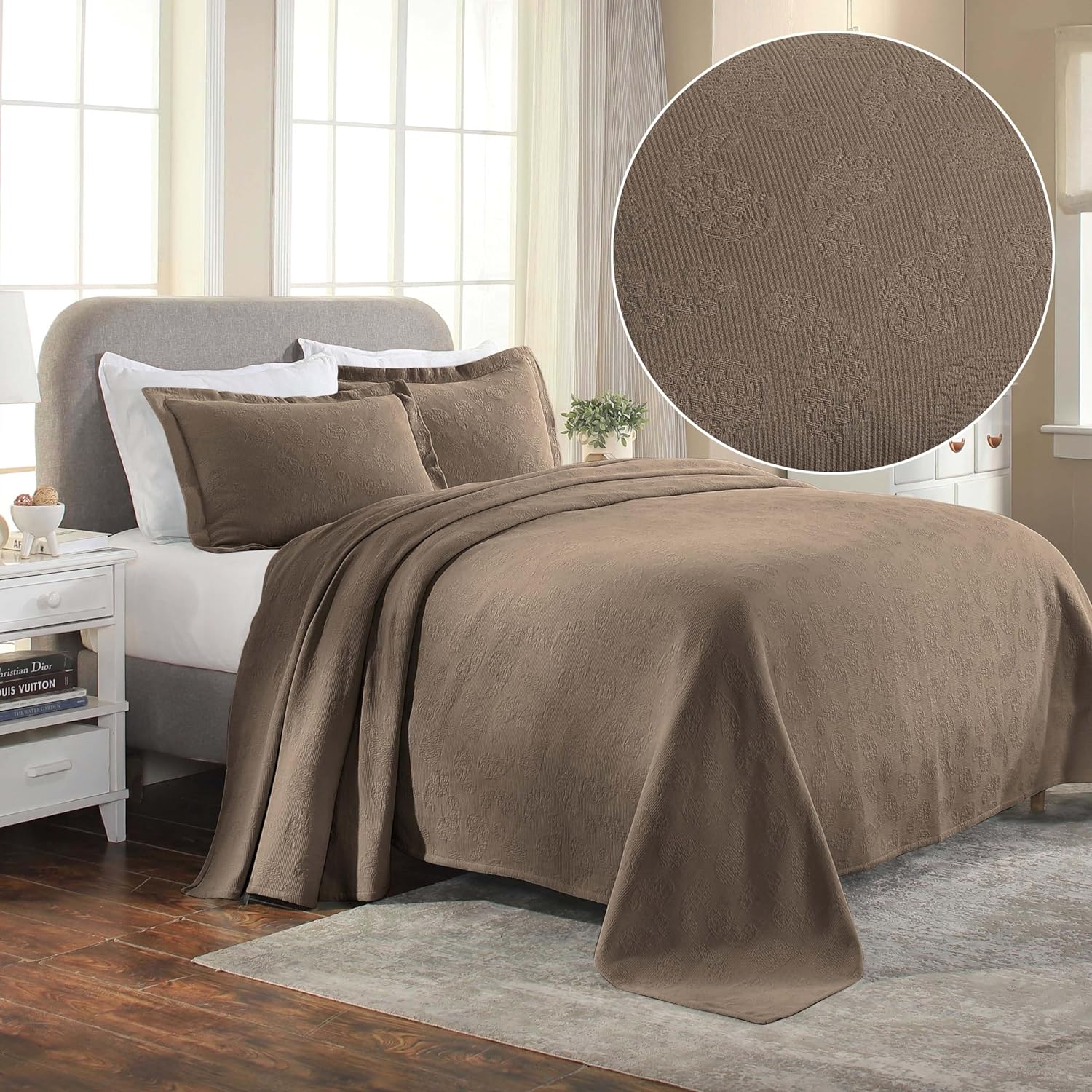 Superior colcha de una plaza de jacquard y matelasse 100 % algodón de alta calidad, turquesa, individual