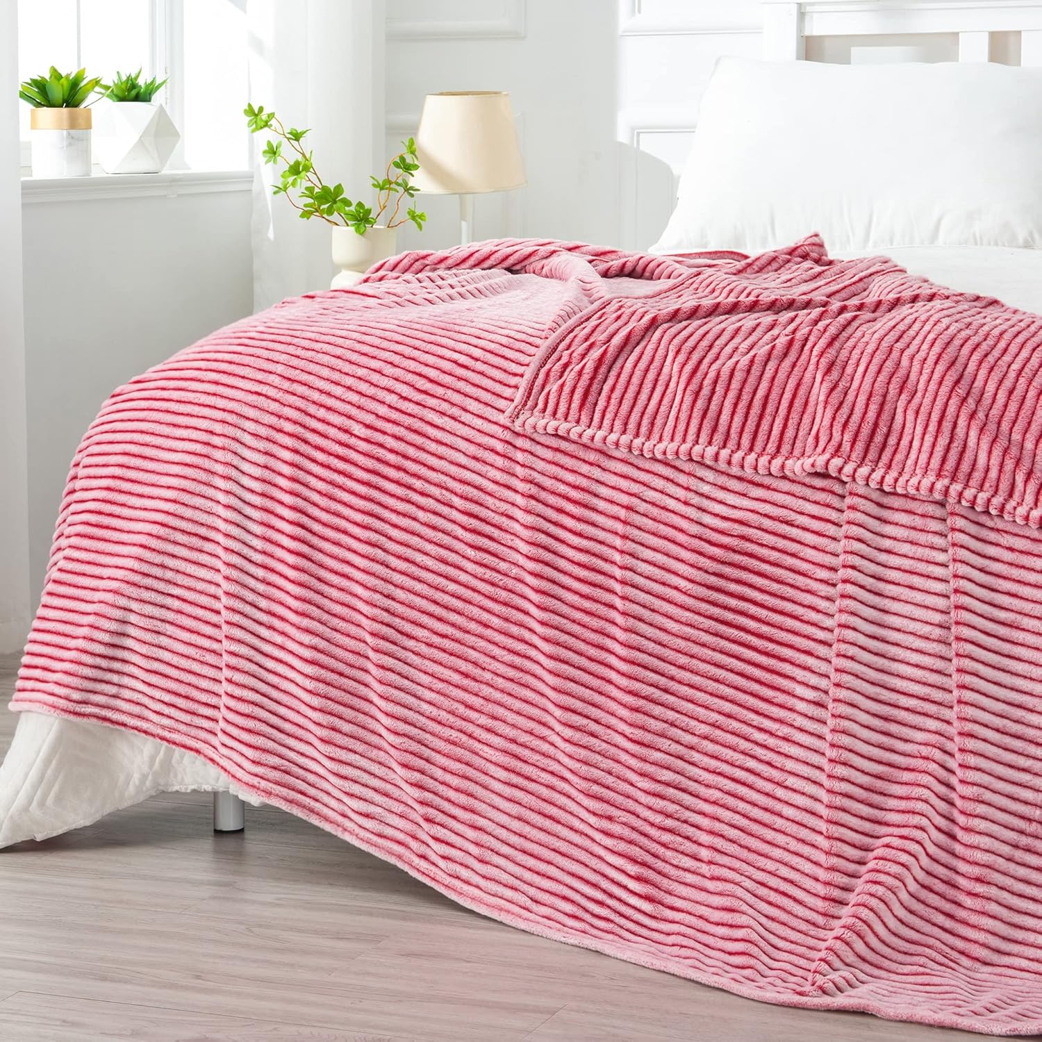 BEDELITE – Cobijas de franela a rayas y cuadros para sofá y dormitorio.