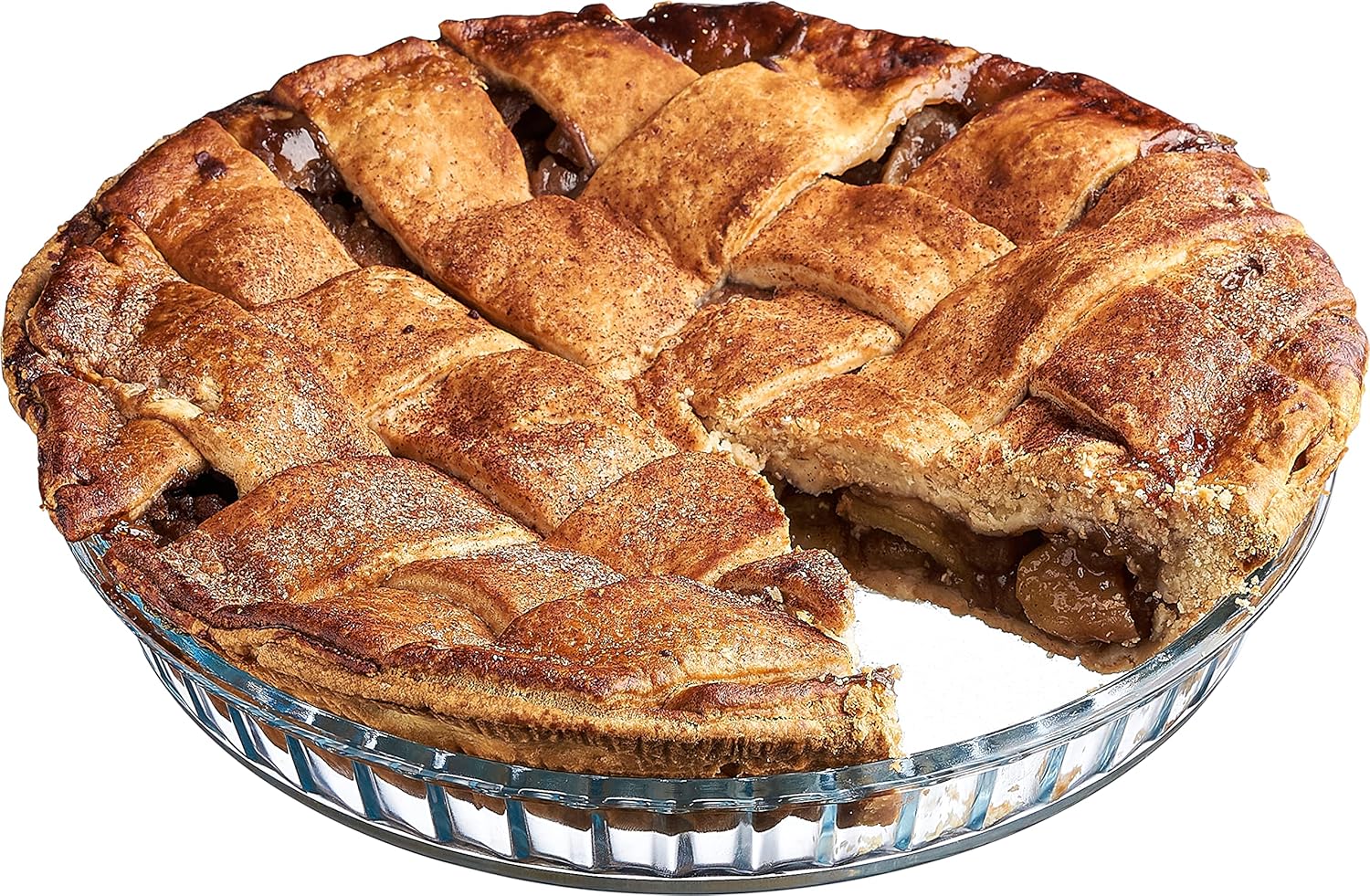 Simax Plato de vidrio estriado para tartas poco profundo, a prueba de calor, frío y golpes, fabricado en Europa, 11 pulgadas