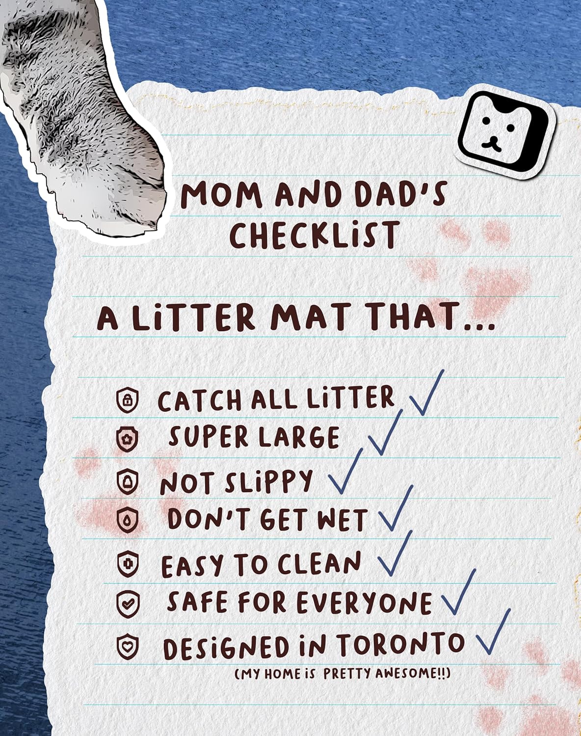 Lukamoo Bonita alfombra de arena para gatos (32 x 24 pulgadas), extra grande y XL, para arena para gatos y bonita caja de arena para gatos,