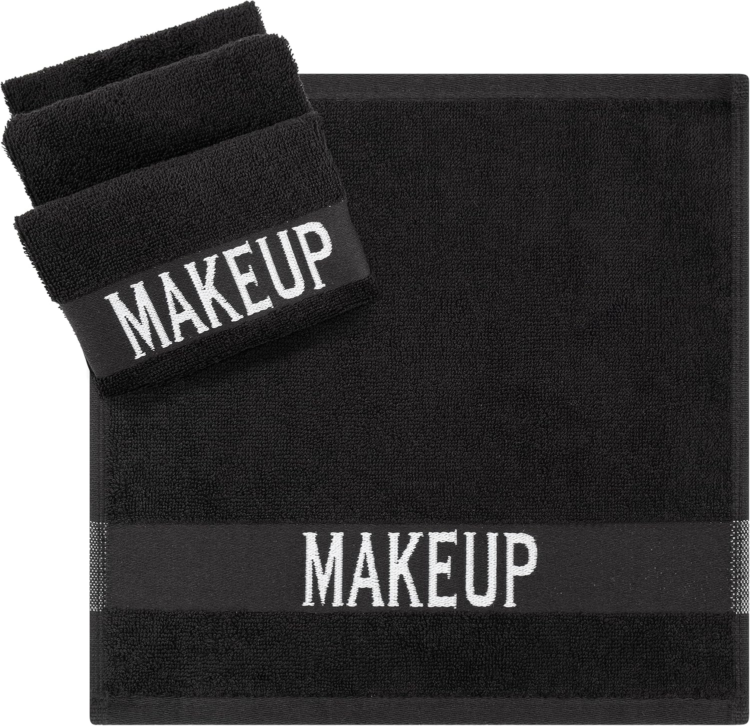 Cotton Paradise – Paquete de 4 toallas de rostro suaves para remover maquillaje, 100% de algodón, color negro
