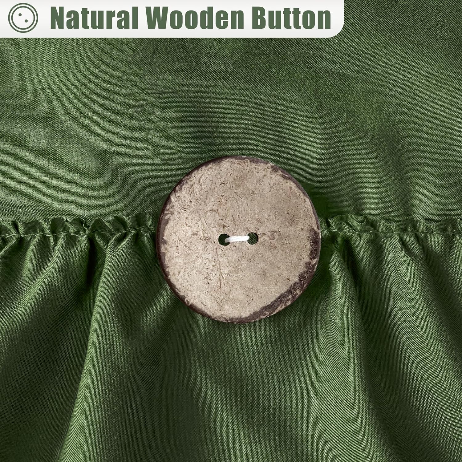 Seasonwood Cortina de ducha verde salvia para baño, bonita cortina de ducha con volantes, 72 x 72 pulgadas, cortinas de ducha con botones y volantes