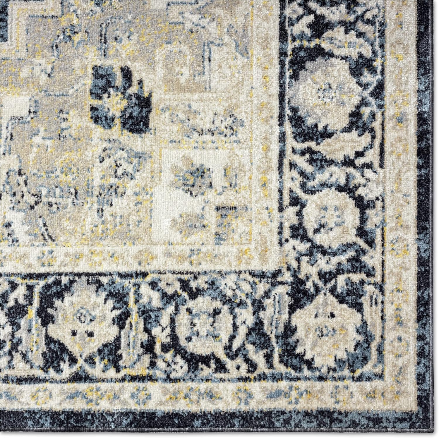 Home Dynamix Everwash Treasure Rubia – Alfombra tradicional lavable a máquina, marfilazul marino, 5.2 x 7.2 pies
