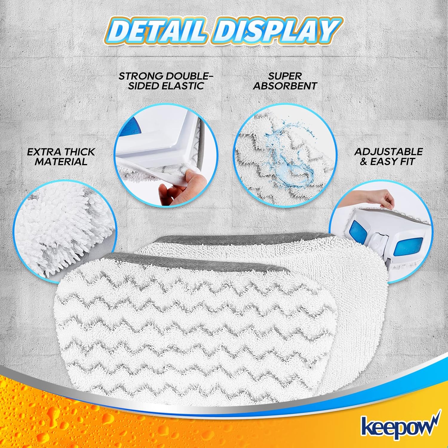 KEEPOW Steam Mop Replacement Pads 2 Pack Compatible with Bissell Powerfresh Steam Mop 1940 1544 1440 Series, Model 1544A, 2075A, 1806, 1940W, 19404,