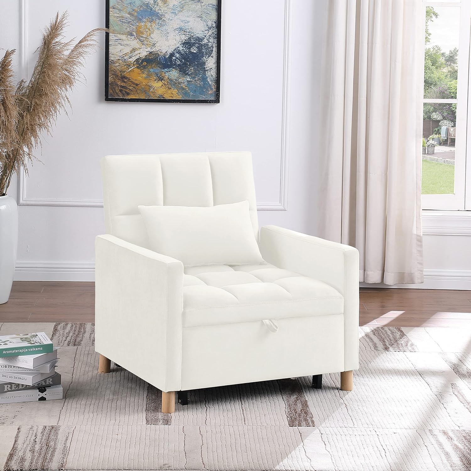 Silla convertible cama, silla convertible 3 en 1, sofá cama, sofá multifuncional con respaldo y bolsillo ajustables, silla extraíble para sala de
