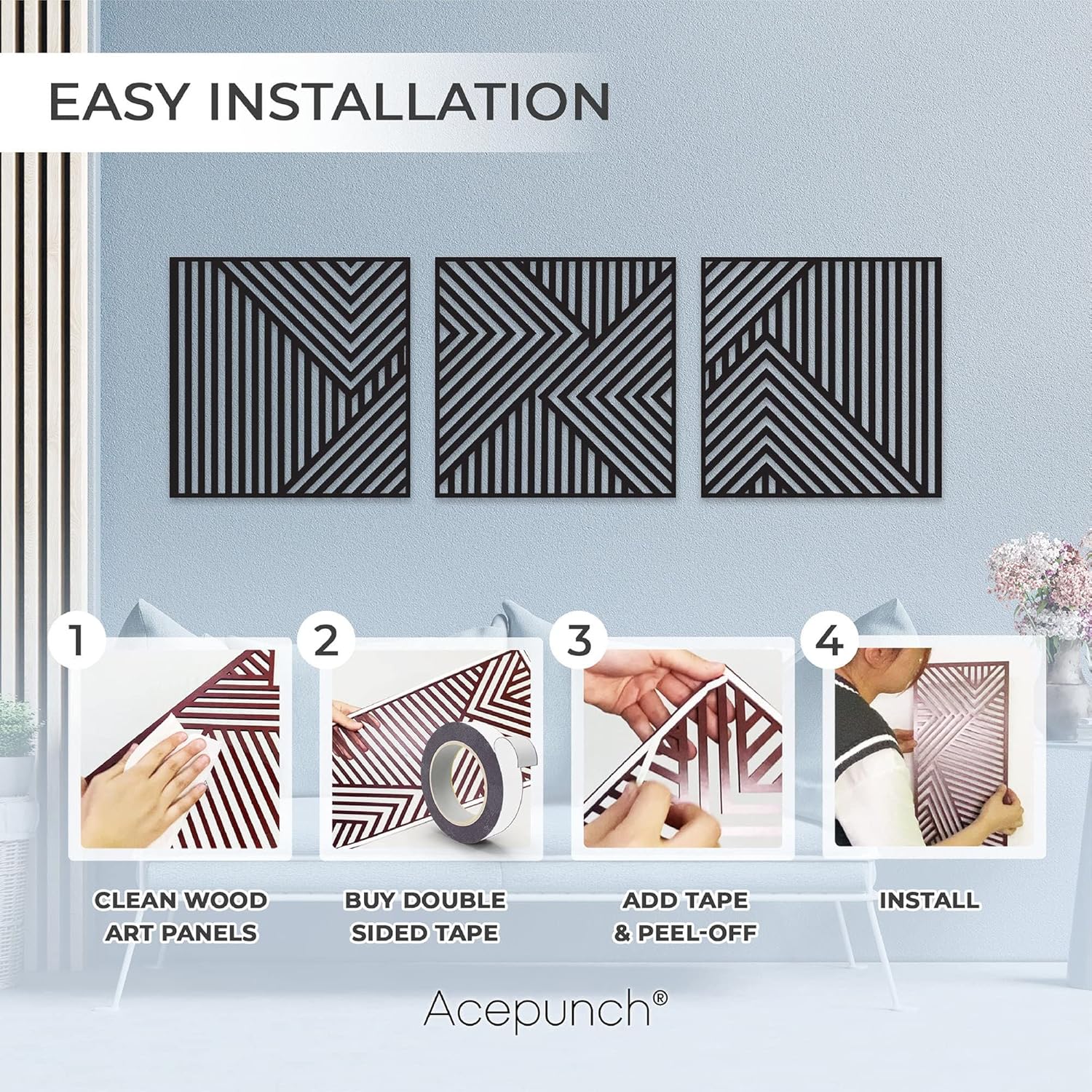 Arte de madera real, diseño elegante y moderno de líneas Abstarct, regalo ideal para el hogar, sala de estar, baño y oficina, líneas asimétricas,