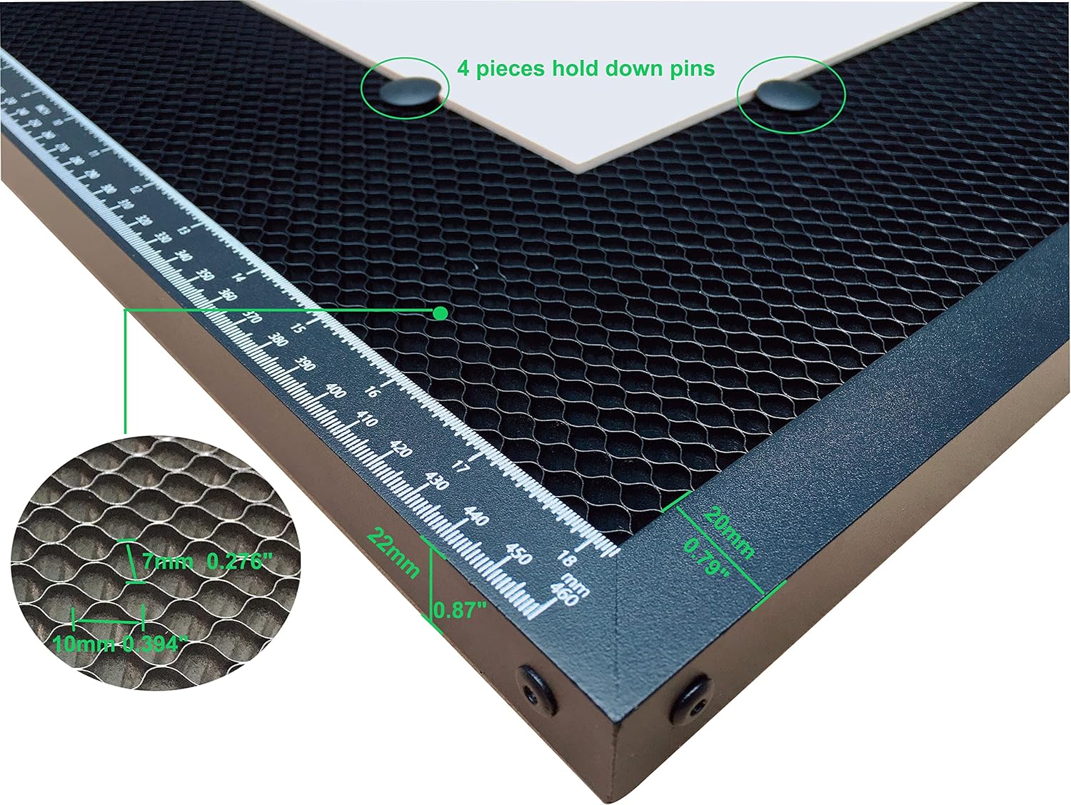 Cama láser de panal, mesa de trabajo de panal de abeja de 19.68 x 19.68 pulgadas para cortador láser y grabador, paneles de trabajo de panal para