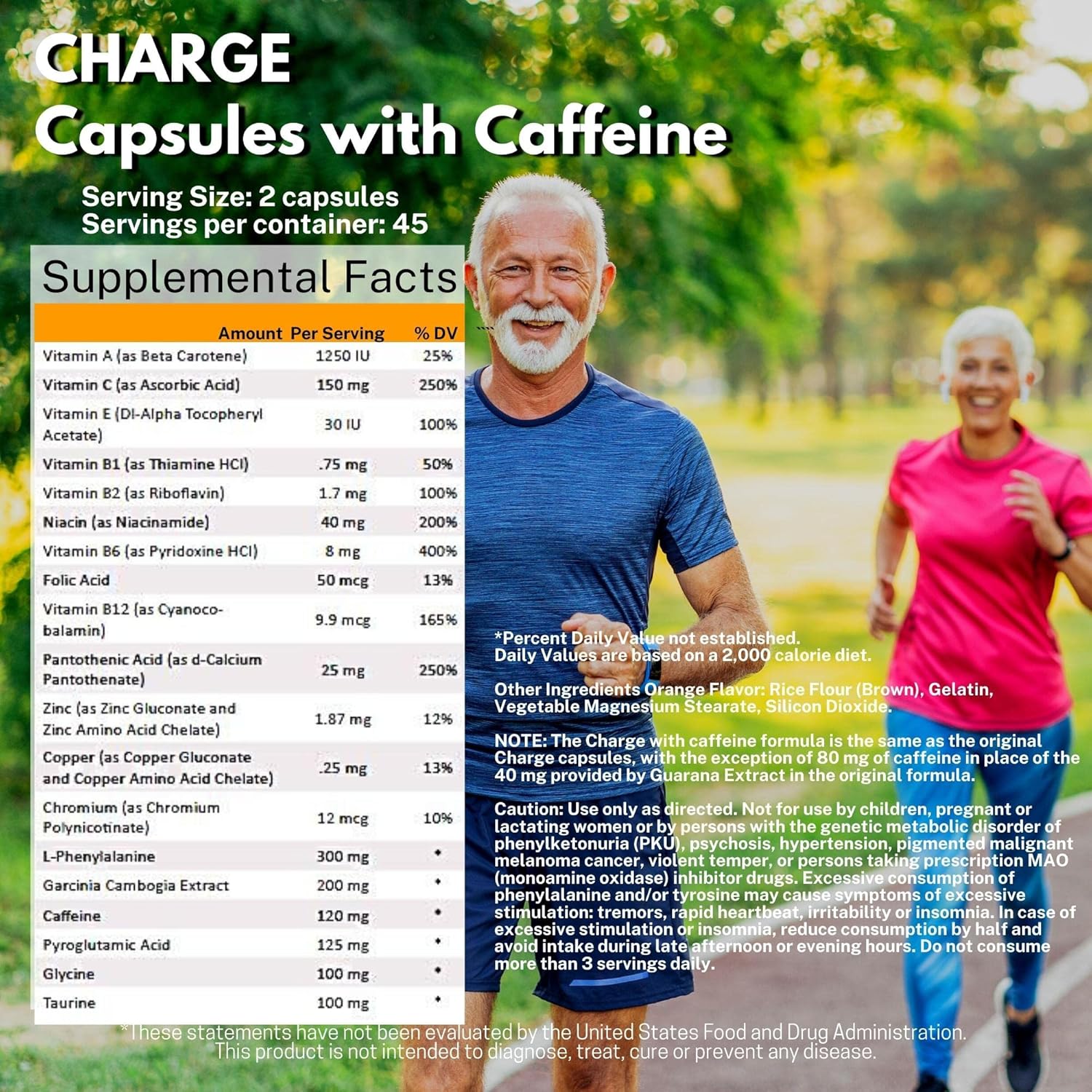 Charge Cápsulas (con cafeína) Suplemento dietético – 90 Cápsulas
