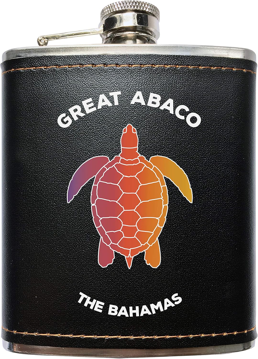 R and R Imports Great Abaco The Bahamas Souvenir – Frasco de acero inoxidable negro de 7 onzas