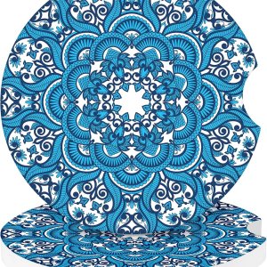 Watbro Posavasos absorbentes para automóvil, paquete de 2 unidades, 2.75 dedos, muesca de 2.75 dedos, patrón de porcelana retro, estilo de los años Watbro Posavasos absorbentes para automóvil, paquete de 2 unidades, 2.75 dedos, muesca de 2.75 dedos, patrón de porcelana retro, estilo de los años
