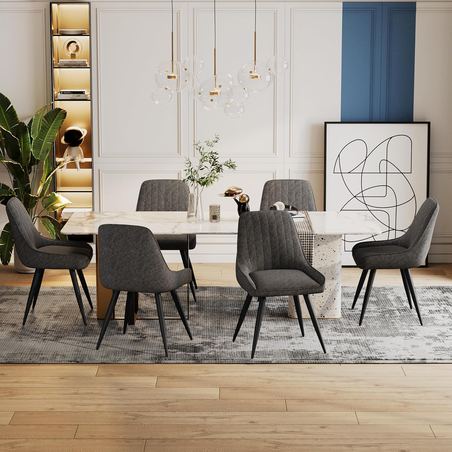 Alunaune Juego de 2 sillas de comedor modernas, tapizadas, de mediados de siglo, sin brazos, para ocio, sala de estar, silla auxiliar de escritorio