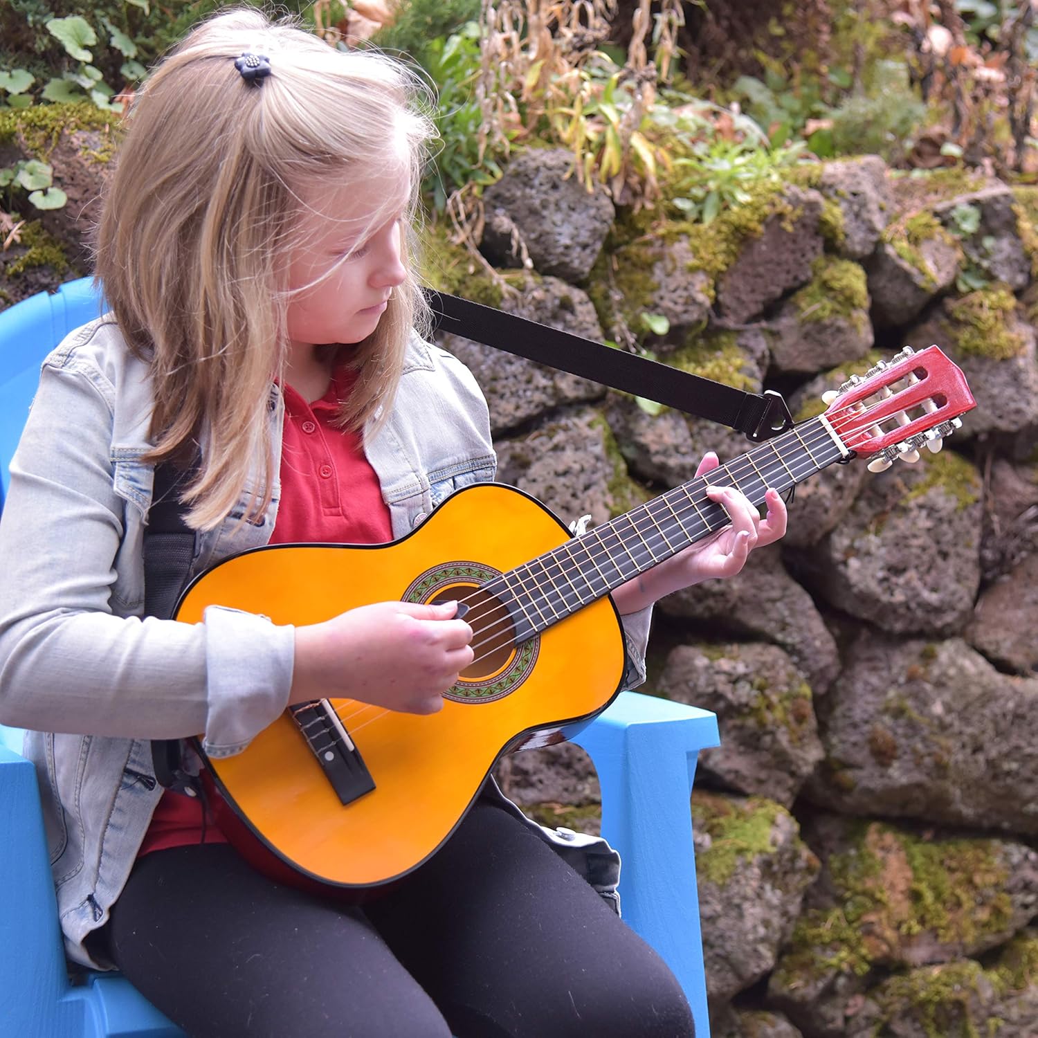 Guitarra de madera de 30pulgadas con funda y accesorios para niños, niñas y principiantes – Madera