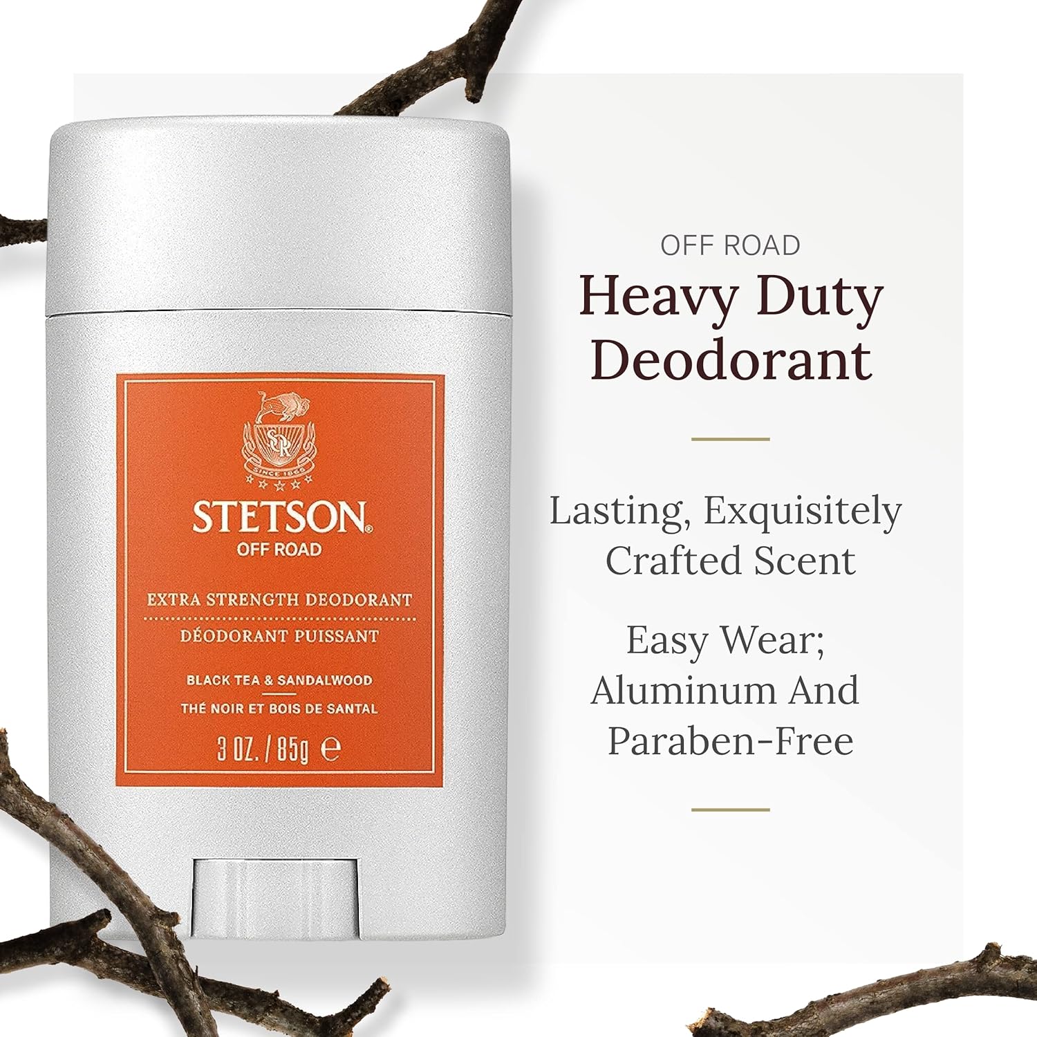 Stetson Personal Care Desodorante extra fuerte por Scent Beauty – Desodorante en barra de gel para hombre, kit de aseo personal de 3 onzas, paquete
