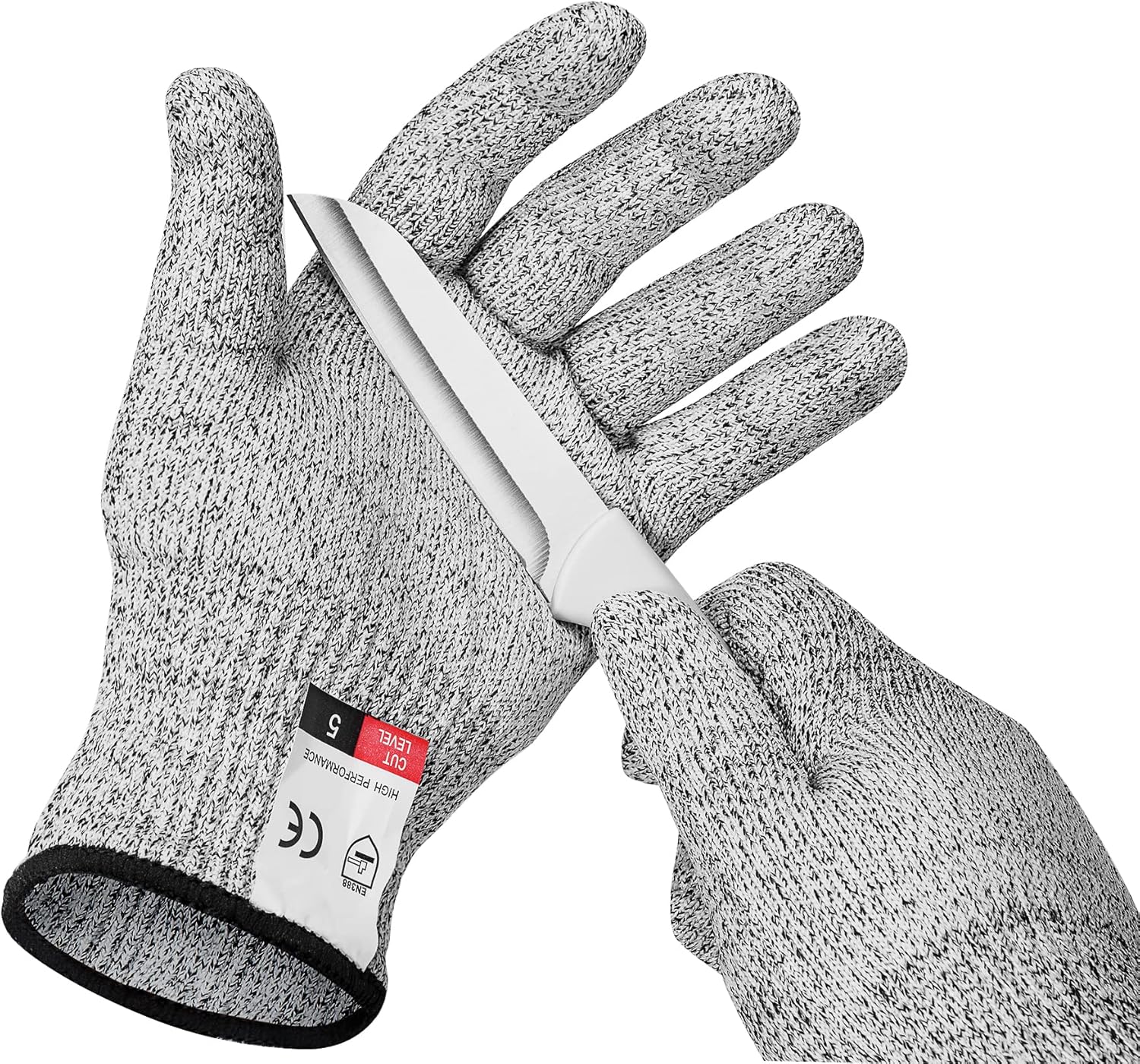mearens Guantes resistentes a cortes, guantes de seguridad de grado alimenticio, guantes de cocina anti cortes para cortes, guantes de trabajo de