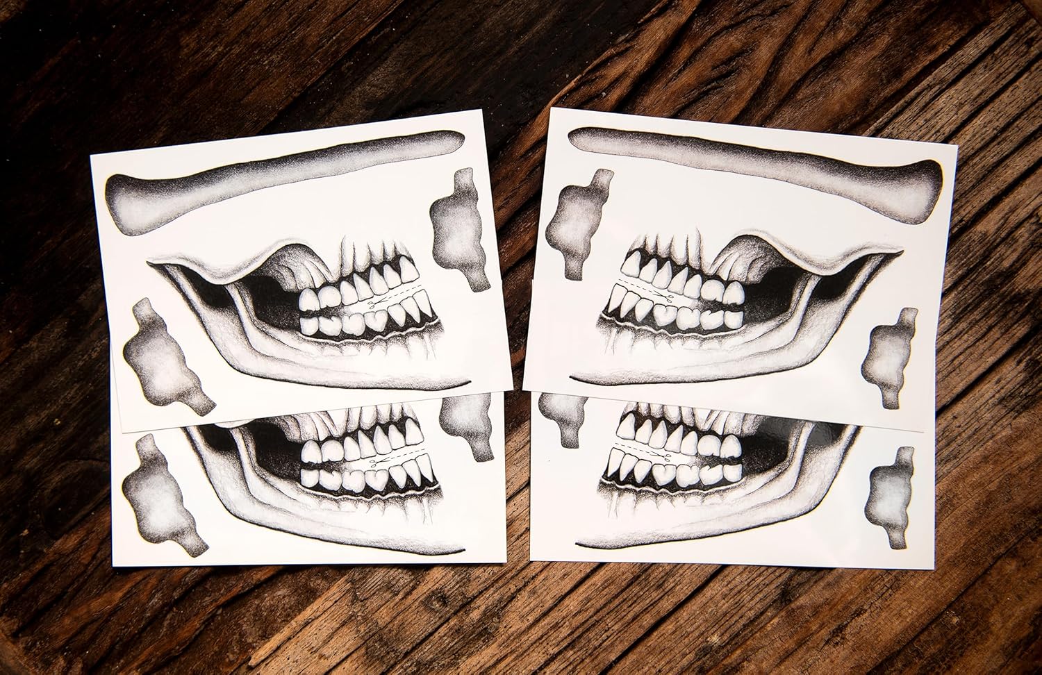 Tattoocrew 2 calcomanías clásicas de calavera temporal para Halloween para hombres y mujeres, adultos, calcomanías para la cara