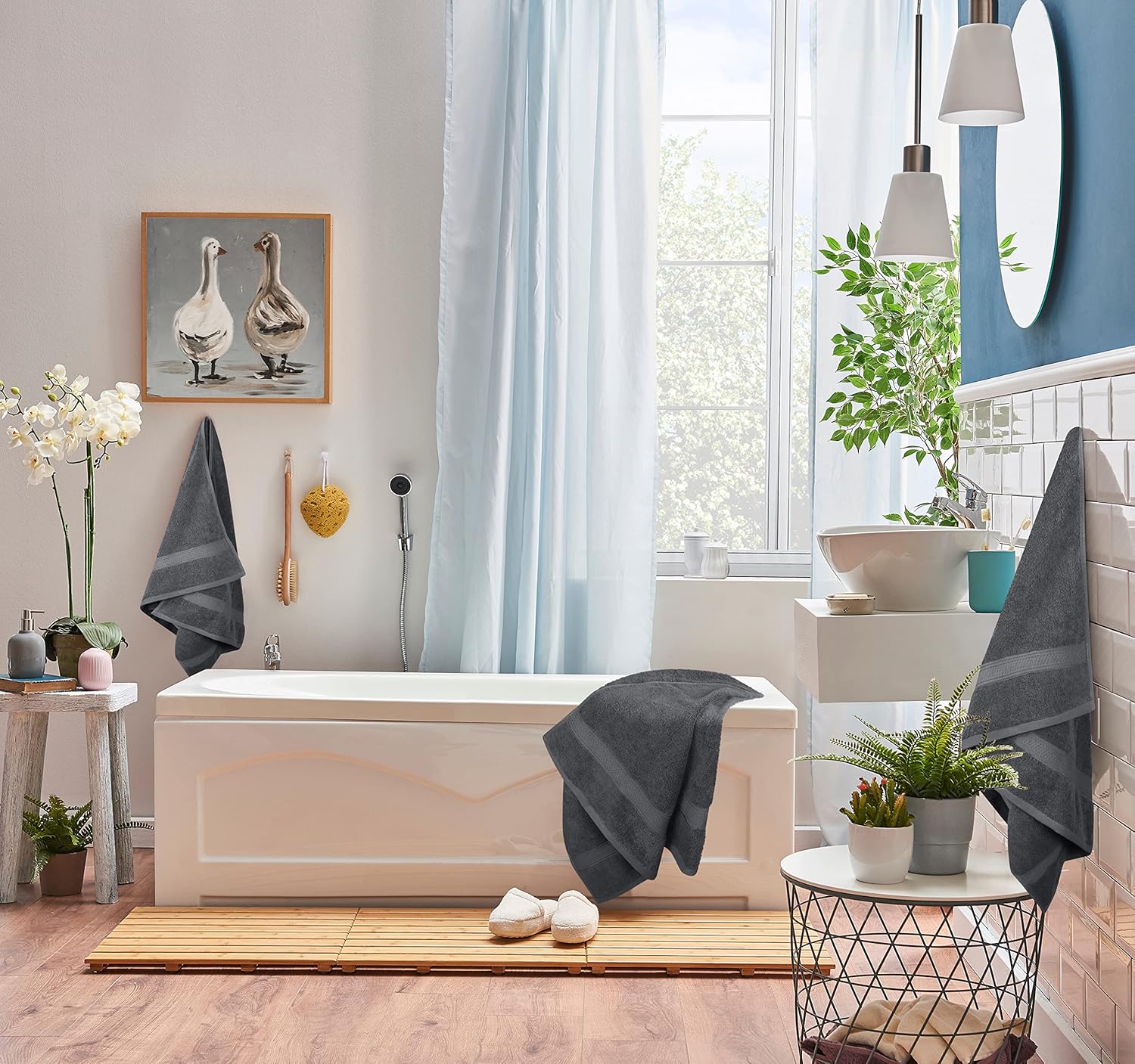 Utopia Towels Lavish – Juego de toallas de baño de 21.16 ozm (2 toallas de baño, 2 toallas de mano, 4 toallas faciales) con 1 bata de baño de forro