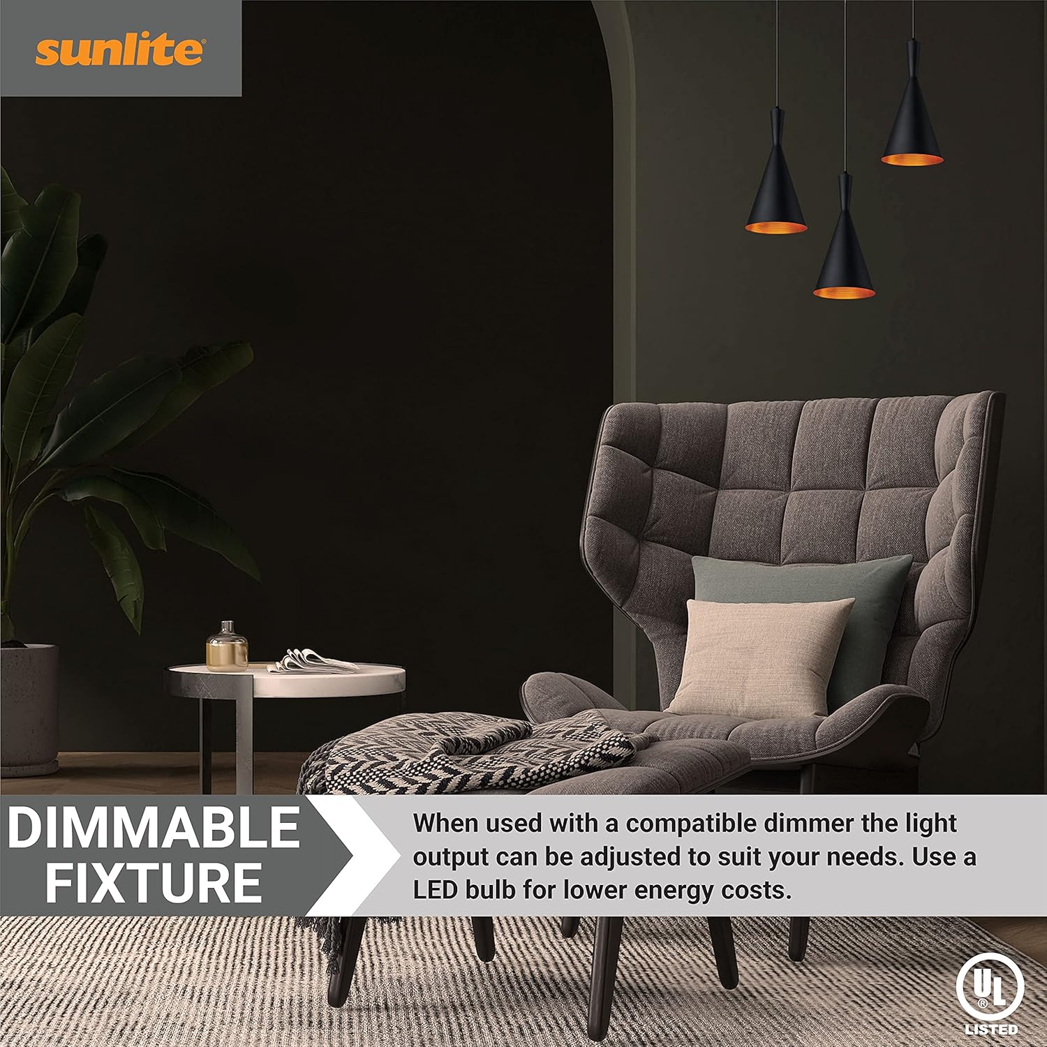 Sunlite 07028-SU – Colgante de cono de inspiración vintage, decoración de granja, base mediana (E26), longitud de cable ajustable de 78 pulgadas,