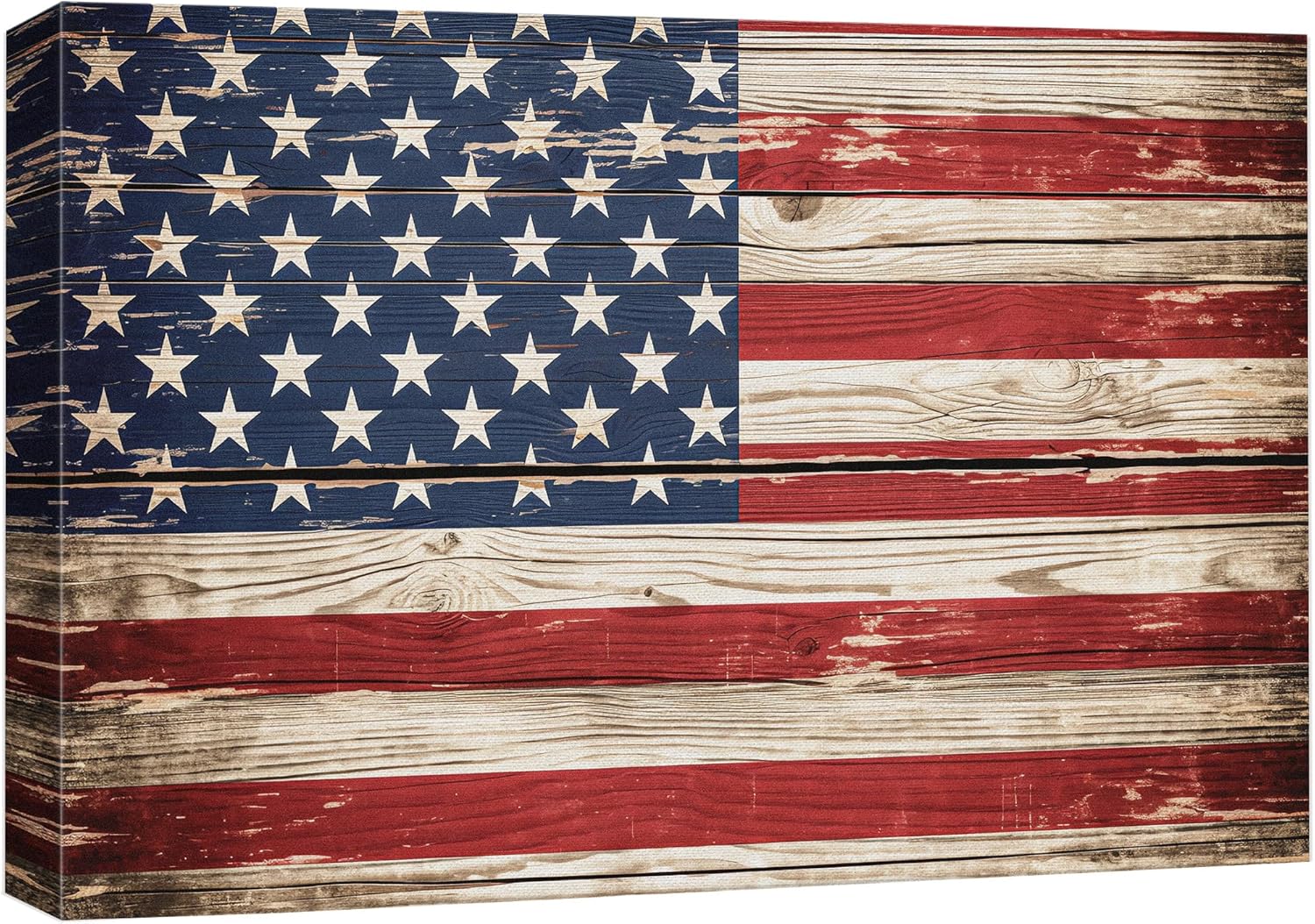 wall26 Lienzo impreso para pared, panel de madera, bandera de Estados Unidos, historia educativa y escolar, arte moderno, nacional, clásico,