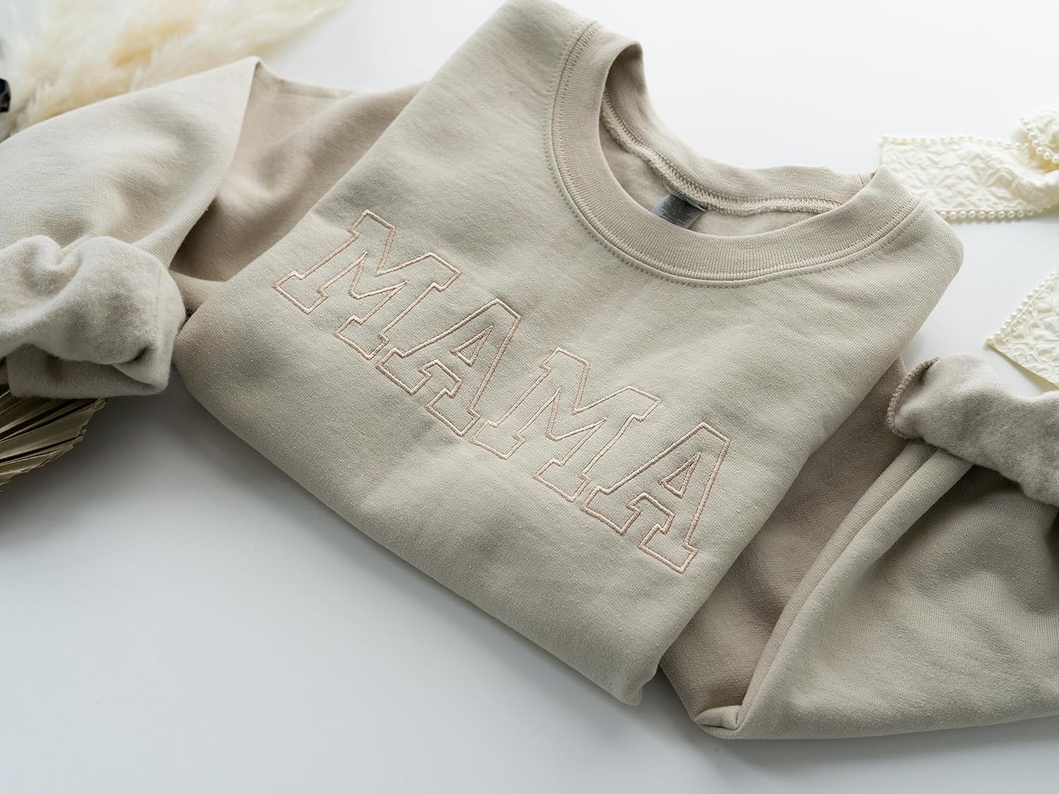 Up2ournecksinfabric – Embroidered – Mama Sweatshirt – Embroidery Mom Sweatshirt – Mother’s Day Gift – Custom Mother’s Day Gift – Gift For Wife – Mom