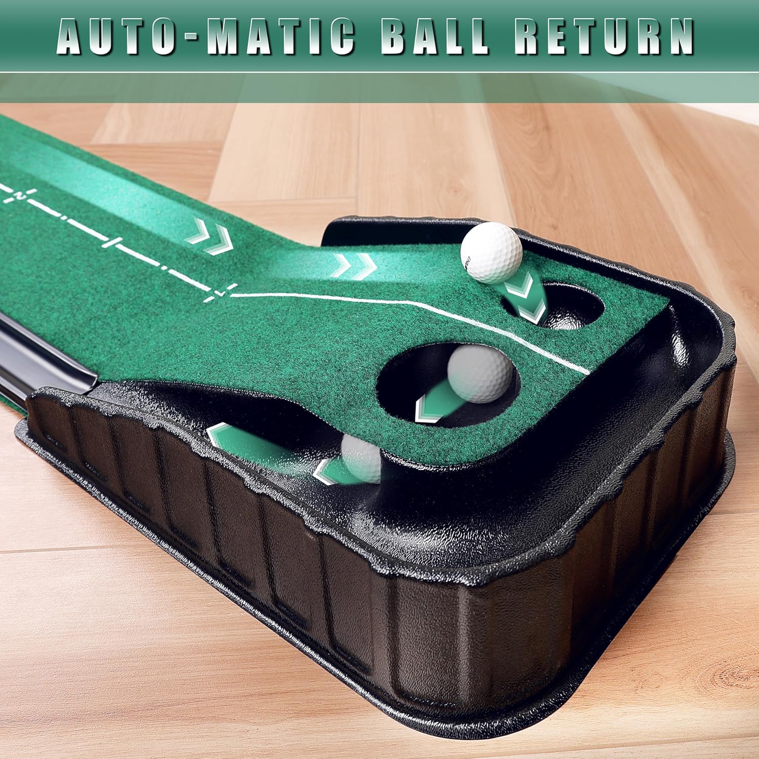 CHAMPKEY La alfombrilla de golf de alta calidad viene con puertas de golf  Superficie rodante realista con guías de alineación avanzadas, verde para