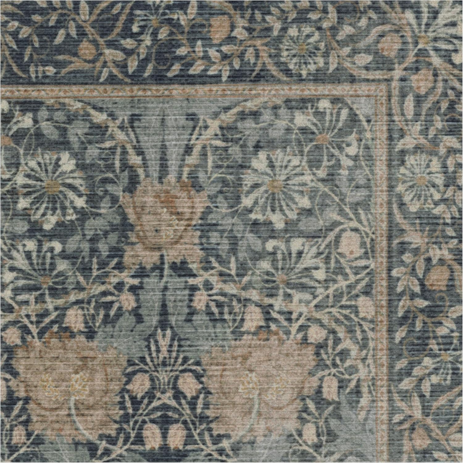 RUGGABLE x Morris & Co Alfombra lavable, perfecta para sala de estar, dormitorio, cocina, antideslizante, apta para niños, resistente a las manchas