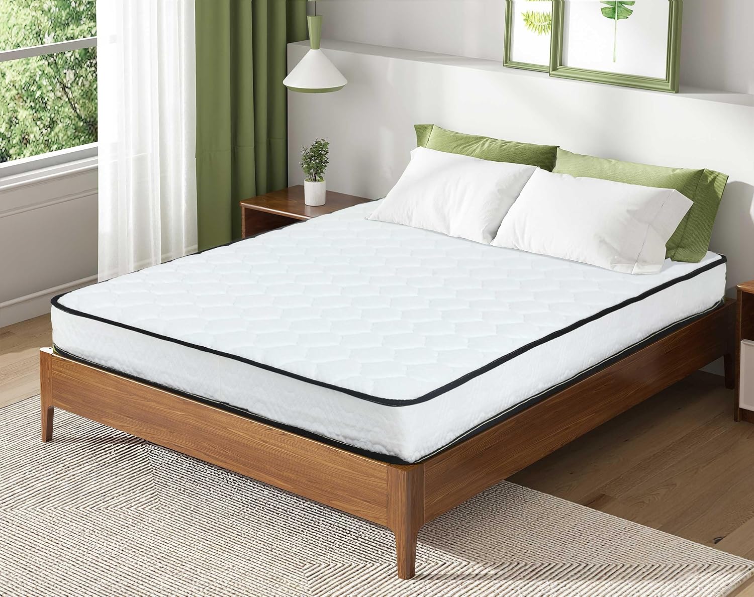 Colchón tamaño Queen de 5681012 pulgadas con funda, colchón de resortes interiores en una caja para un sueño fresco y alivio de presión, colchón de