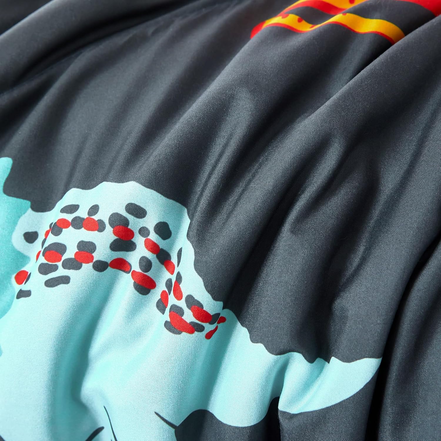 RYNGHIPY Juego de ropa de cama de dinosaurio, tamaño individual, juego de edredón para niños y niñas, suave, transpirable, lindo juego de cama de