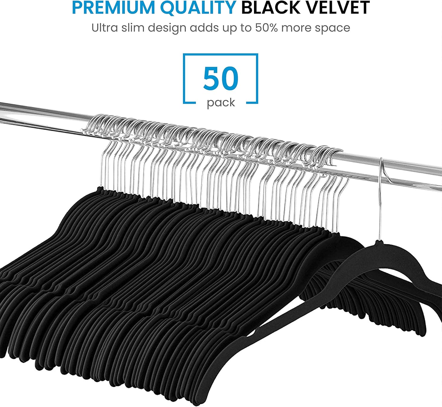 ZOBER Paquete de 50 camisas de terciopelo de alta calidad, ropa antideslizante, perchas ultra delgadas para camisetas, camisas de vestir, blusas,
