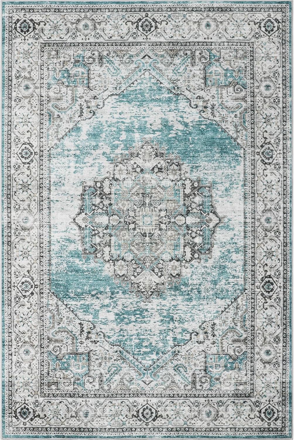 Alfombras de área de 8 x 10 pies, resistentes a las manchas, lavable, parte trasera antideslizante para sala de estar, alfombras grandes de comedor,