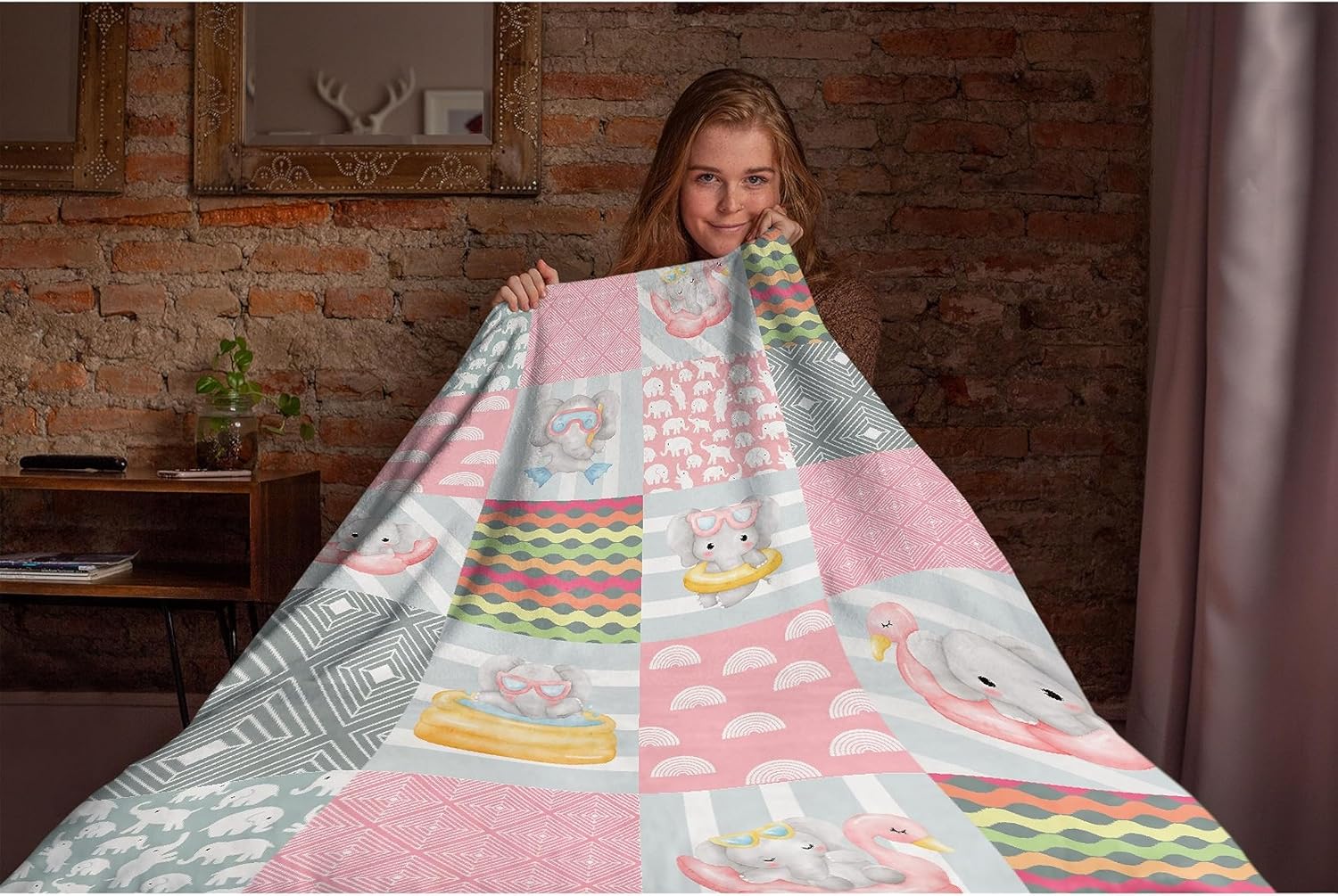 Manta de franela suave y ligera con diseño de elefante, diseño de acuarela, regalo para mujeres, para cama, sofá y viaje, 40 x 30 pulgadas, XS para